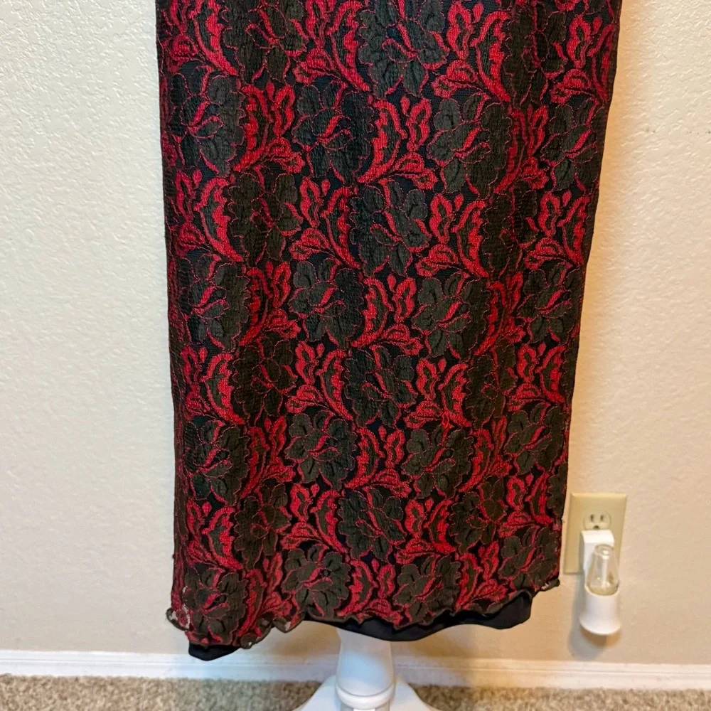 Vintage 90’s Y2K All That Jazz Red & Black Lace Maxi Dress Size Small - Picture 4 of 15
